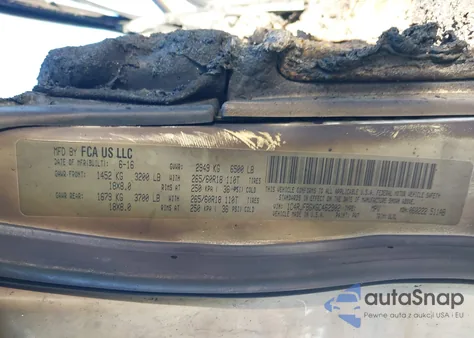 2016 Jeep Grand Cherokee Limited z USA, uszkodzony, nr VIN 1C4RJFBGXGC462902